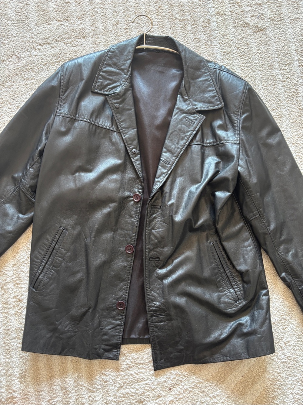 Men's Black Leather Blazer Jacket